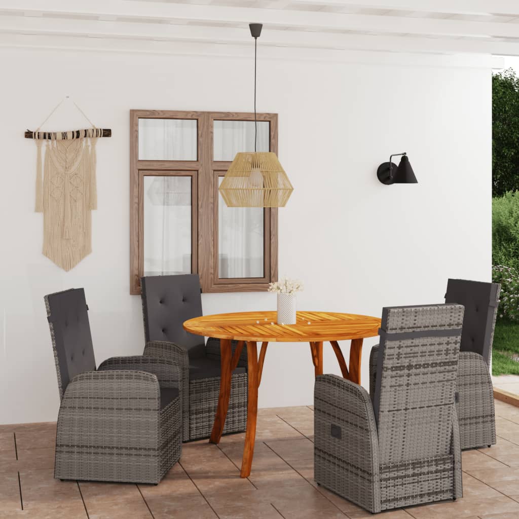 vidaXL 5 Piece Patio Dining Set Gray-3