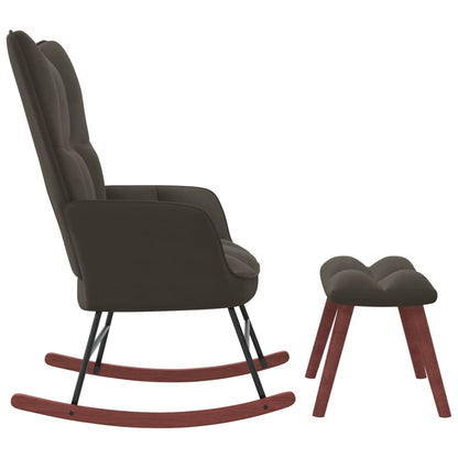 vidaXL Rocking Chair with Ottoman Dark Gray Velvet-1