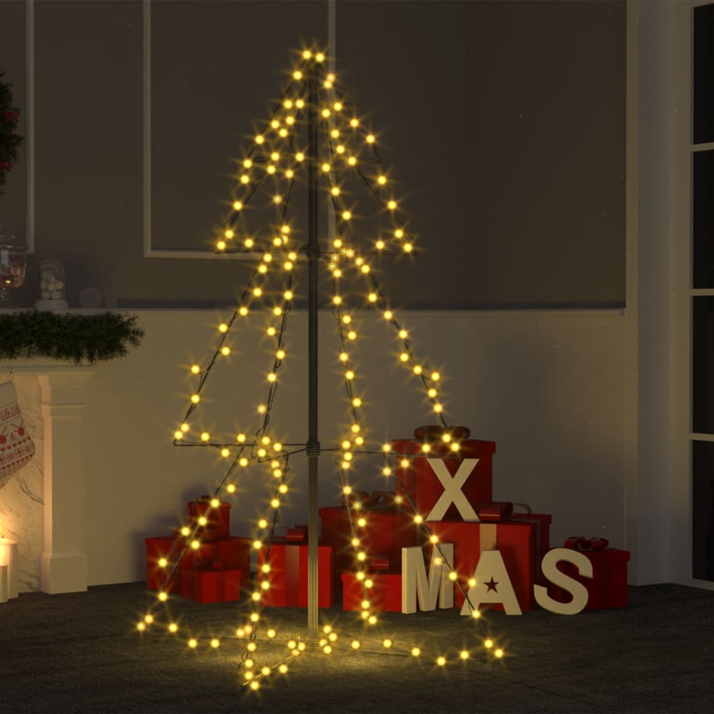 vidaXL Christmas Cone Tree Artificial Xmas Tree with LEDs Christmas Lighting-1