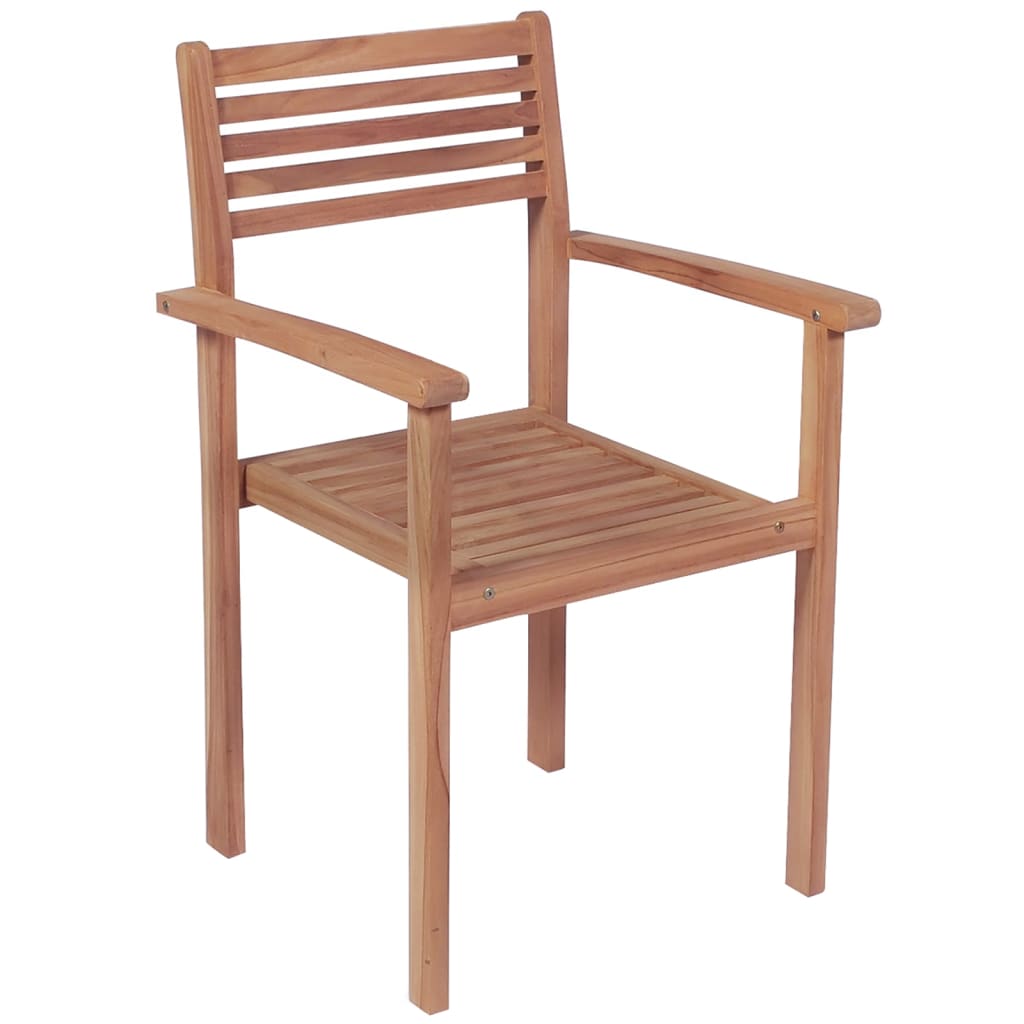 vidaXL 1/2/4/6/8x Solid Wood Teak Stackable Patio Chair Garden Lounge Seat-3