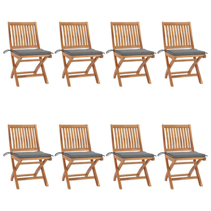 vidaXL Patio Chairs 2 pcs with Anthracite Cushions Solid Teak Wood-6