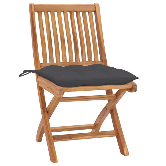 vidaXL Folding Patio Chairs with Cushions 8 pcs Solid Teak Wood-0