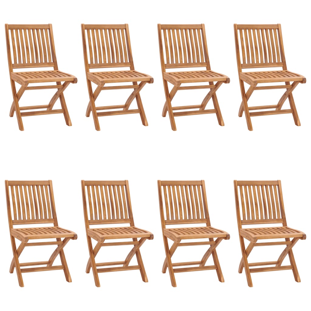 vidaXL Folding Patio Chairs with Cushions 8 pcs Solid Teak Wood-1