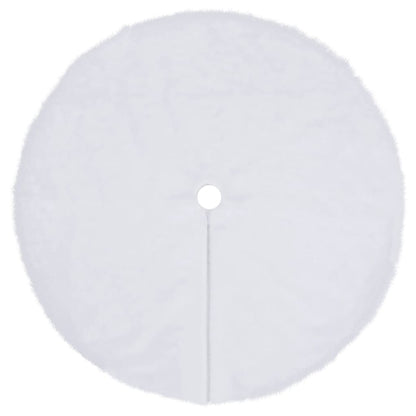 vidaXL Christmas Tree Skirt Decoration Artificial Tree Mat White Faux Fur-3