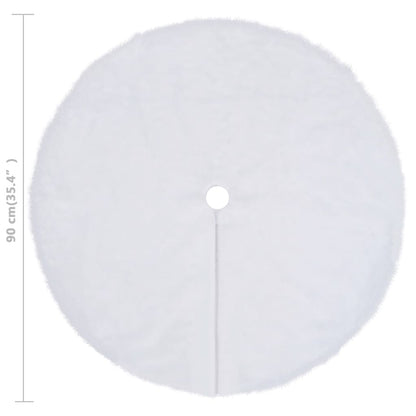 vidaXL Christmas Tree Skirt Decoration Artificial Tree Mat White Faux Fur-2