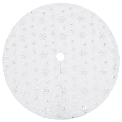 vidaXL Christmas Tree Skirt Artificial Xmas Tree Mat Luxury White Faux Fur-2