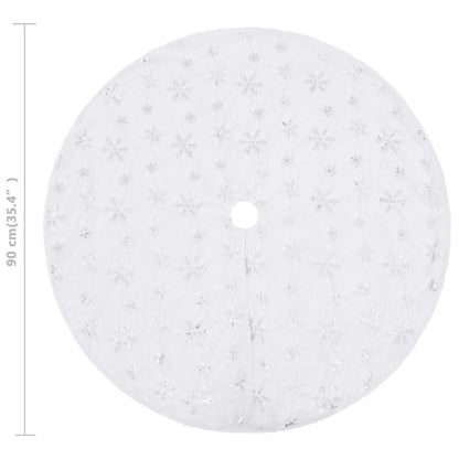 vidaXL Christmas Tree Skirt Artificial Xmas Tree Mat Luxury White Faux Fur-3