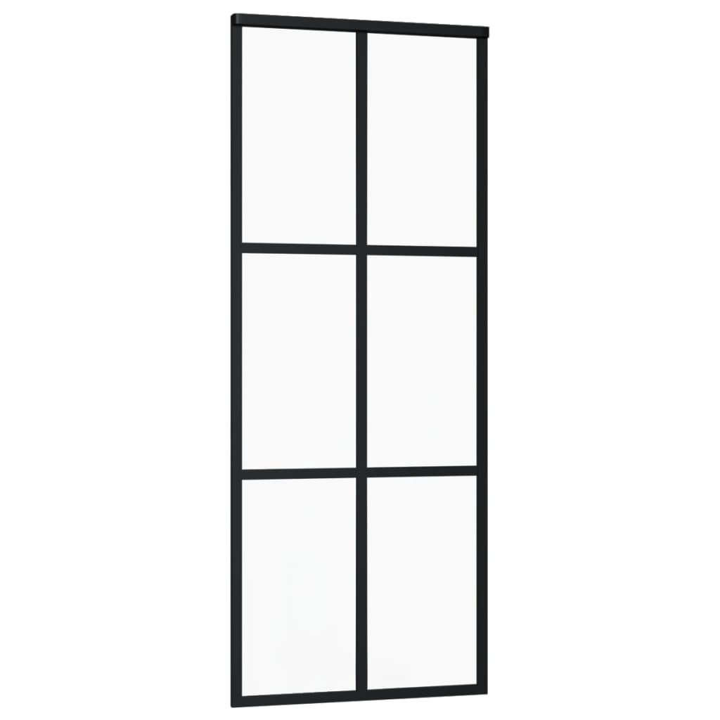 vidaXL Sliding Door ESG Glass and Aluminum 29.9"x80.7" Black-1