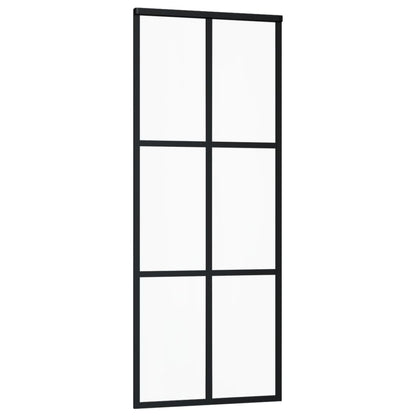 vidaXL Sliding Door ESG Glass and Aluminum 29.9"x80.7" Black-1