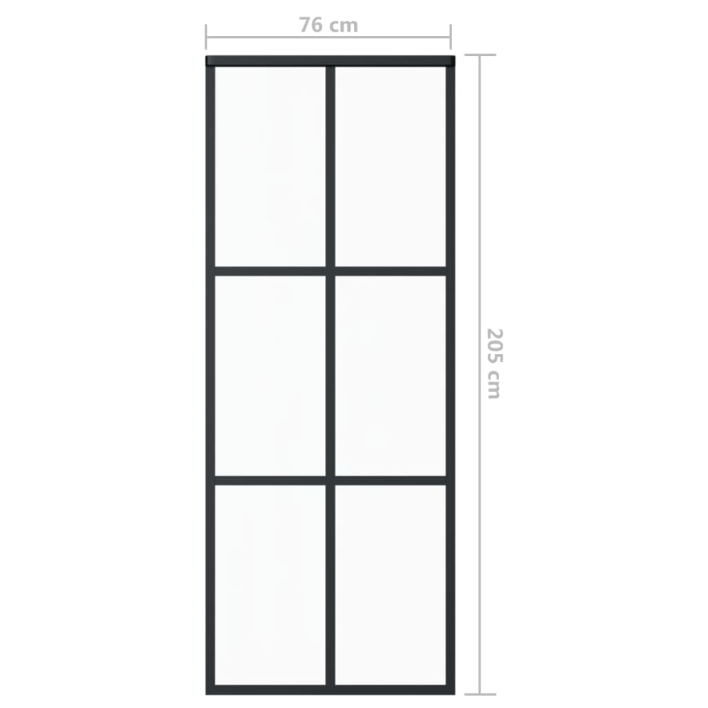 vidaXL Sliding Door ESG Glass and Aluminum 29.9"x80.7" Black-3