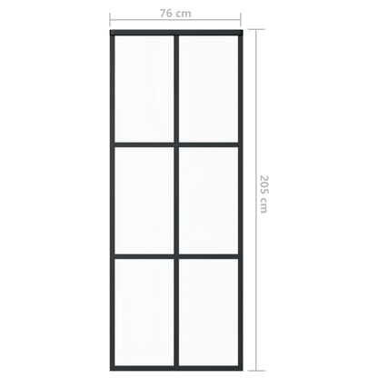vidaXL Sliding Door ESG Glass and Aluminum 29.9"x80.7" Black-3