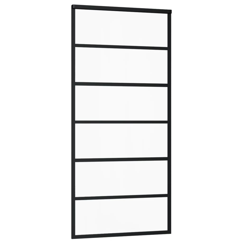 vidaXL Sliding Door ESG Glass and Aluminum 35.4"x80.7" Black-1