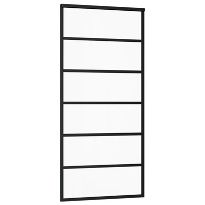 vidaXL Sliding Door ESG Glass and Aluminum 35.4"x80.7" Black-1