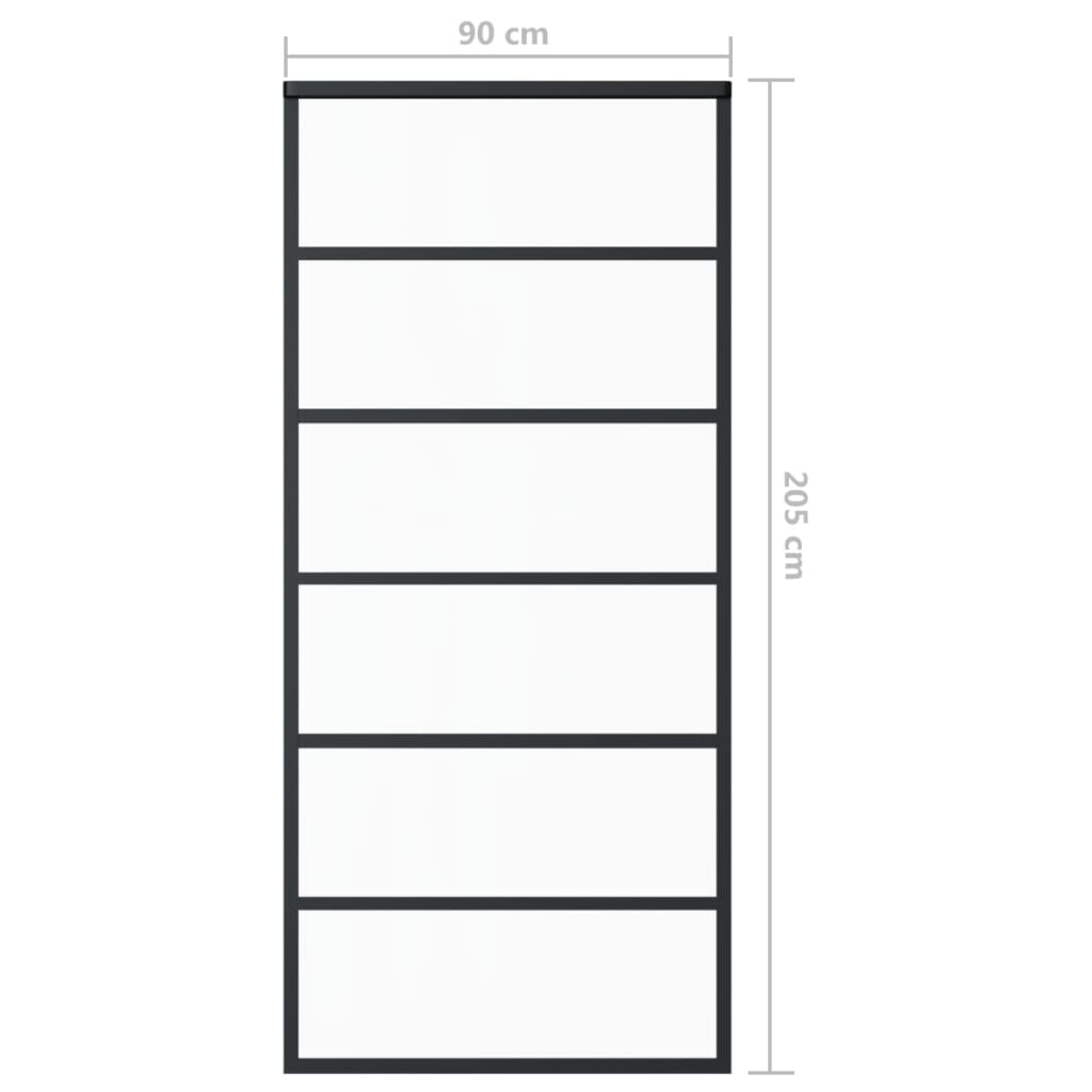 vidaXL Sliding Door ESG Glass and Aluminum 35.4"x80.7" Black-3