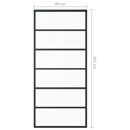 vidaXL Sliding Door ESG Glass and Aluminum 35.4"x80.7" Black-3