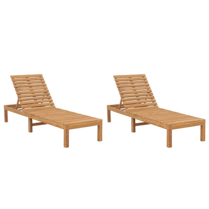 vidaXL 1/2x Solid Wood Teak Sun Lounger Patio Garden Lounge Bed Furniture-0