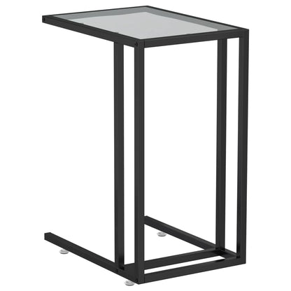 vidaXL Computer Side Table Accent C Shaped End Table Marble Tempered Glass-2
