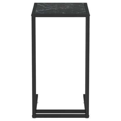 vidaXL Computer Side Table Accent C Shaped End Table Marble Tempered Glass-0