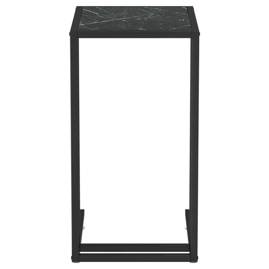 vidaXL Computer Side Table Accent C Shaped End Table Marble Tempered Glass-0