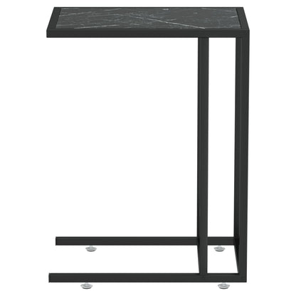 vidaXL Computer Side Table Accent C Shaped End Table Marble Tempered Glass-3