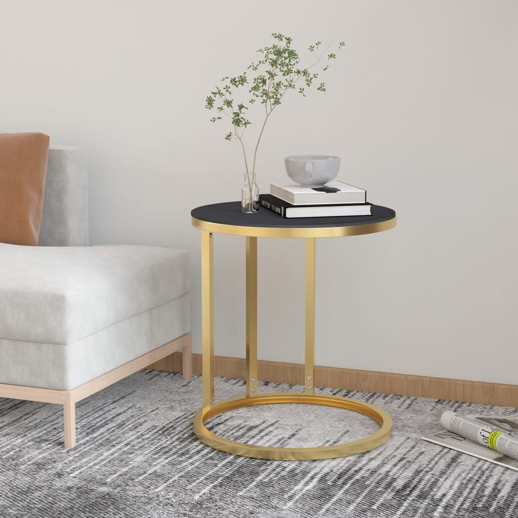 vidaXL Side Table Accent Round Coffee Table Furniture Marble Tempered Glass-5