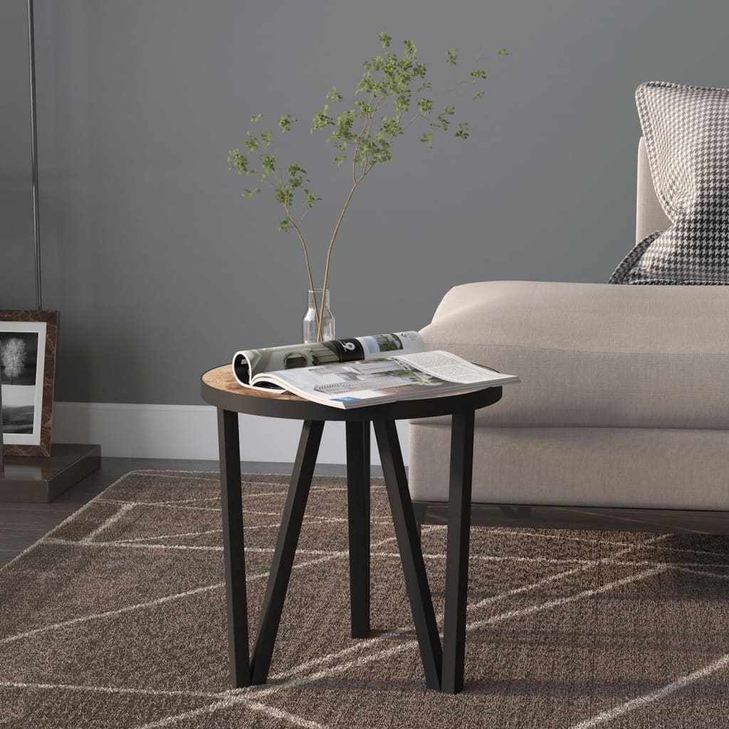 vidaXL Tea Table Accent Coffee Side Table with Steel Frame and Yellow MDF-6