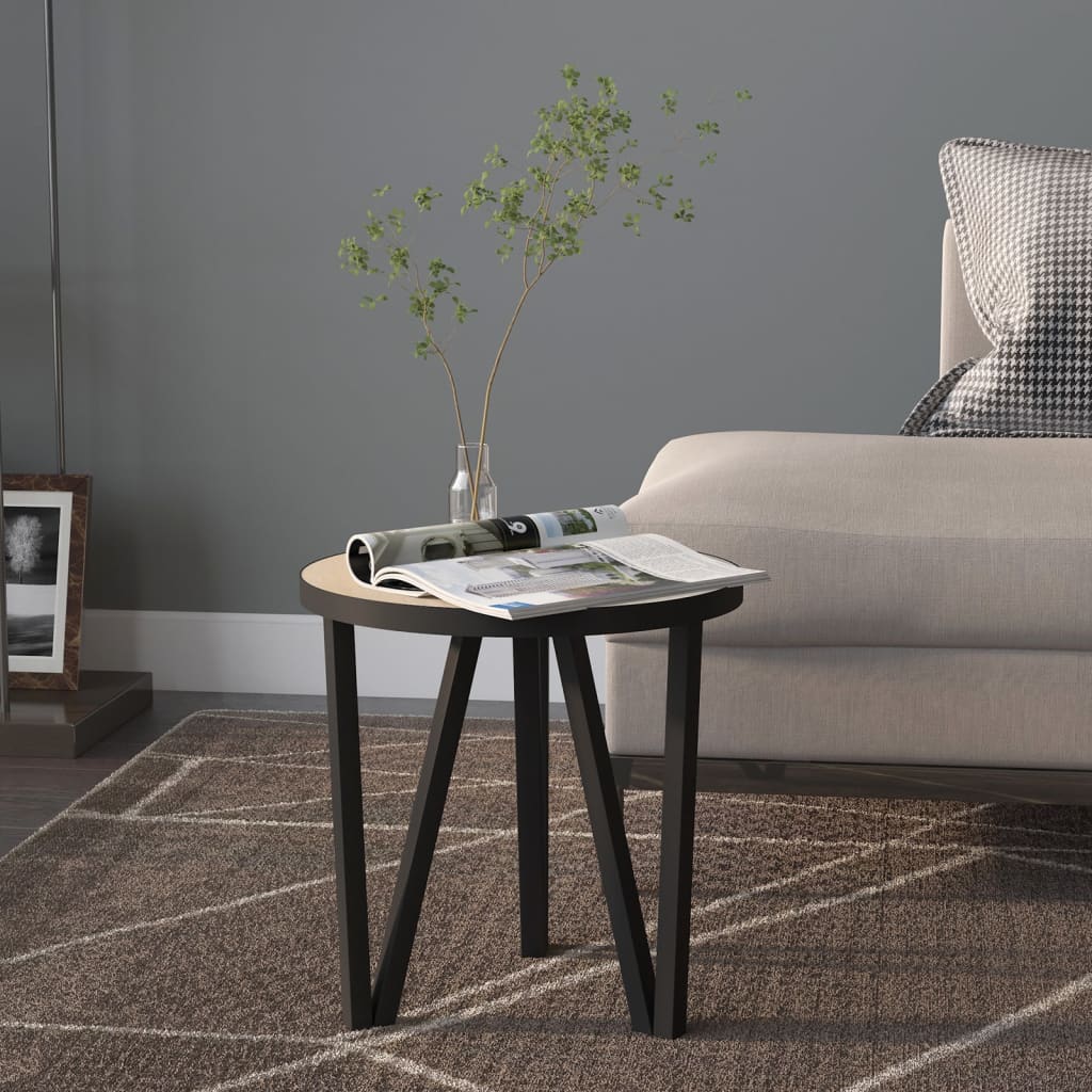 vidaXL Tea Table Accent Coffee Side Table with Steel Frame and Yellow MDF-7