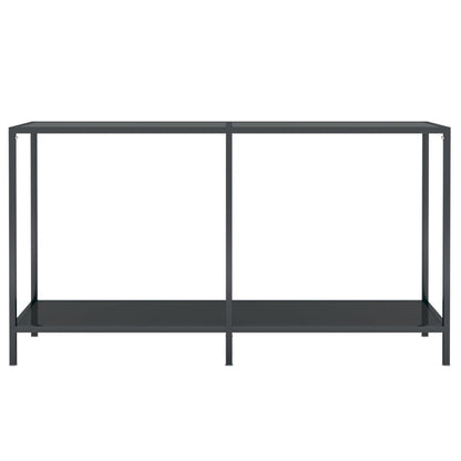 vidaXL Console Table Accent Side Table with Steel Frame Black Tempered Glass-0
