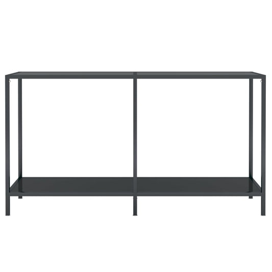 vidaXL Console Table Accent Side Table with Steel Frame Black Tempered Glass-0