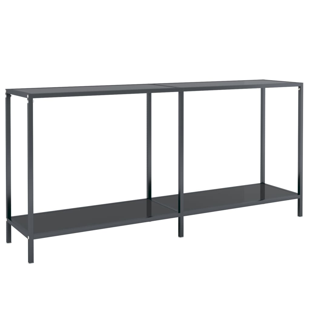 vidaXL Console Table Accent Side Table with Steel Frame Black Tempered Glass-2