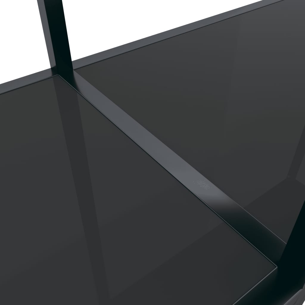 vidaXL Console Table Accent Side Table with Steel Frame Black Tempered Glass-1