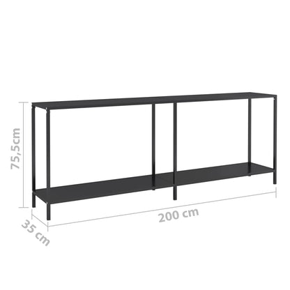 vidaXL Console Table Accent Side Table with Steel Frame Black Tempered Glass-4