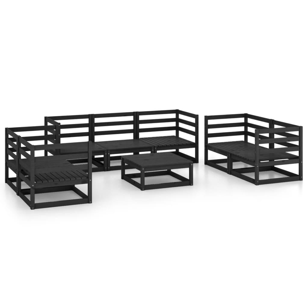 vidaXL 8 Piece Patio Lounge Set Black Solid Pinewood-3
