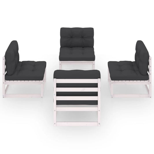 vidaXL 4 Piece Patio Lounge Set with Cushions Solid Wood Pine-0