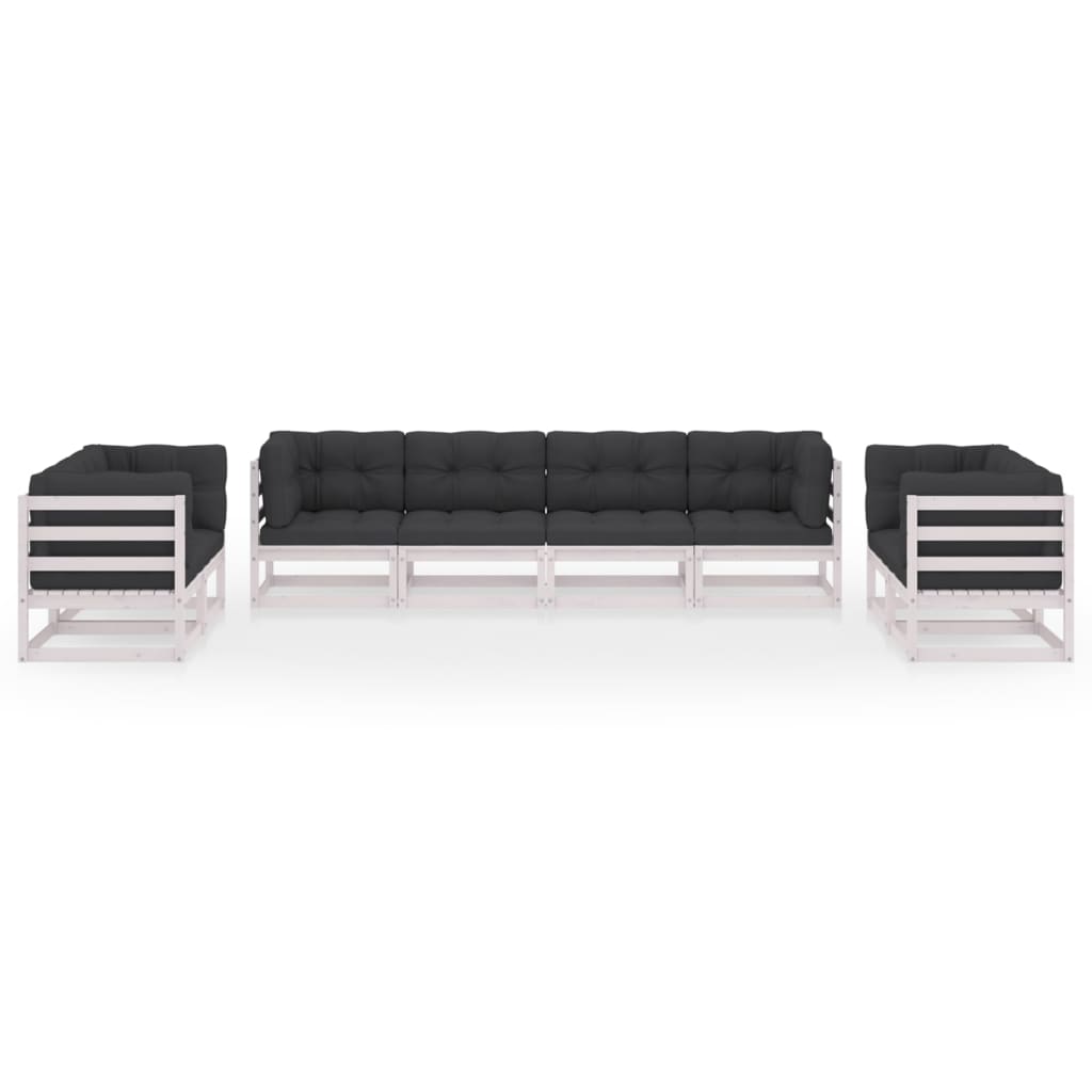 vidaXL 8 Piece Patio Lounge Set with Cushions Solid Wood Pine-0