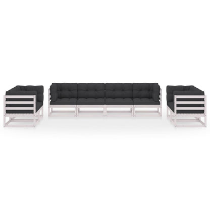 vidaXL 8 Piece Patio Lounge Set with Cushions Solid Wood Pine-0
