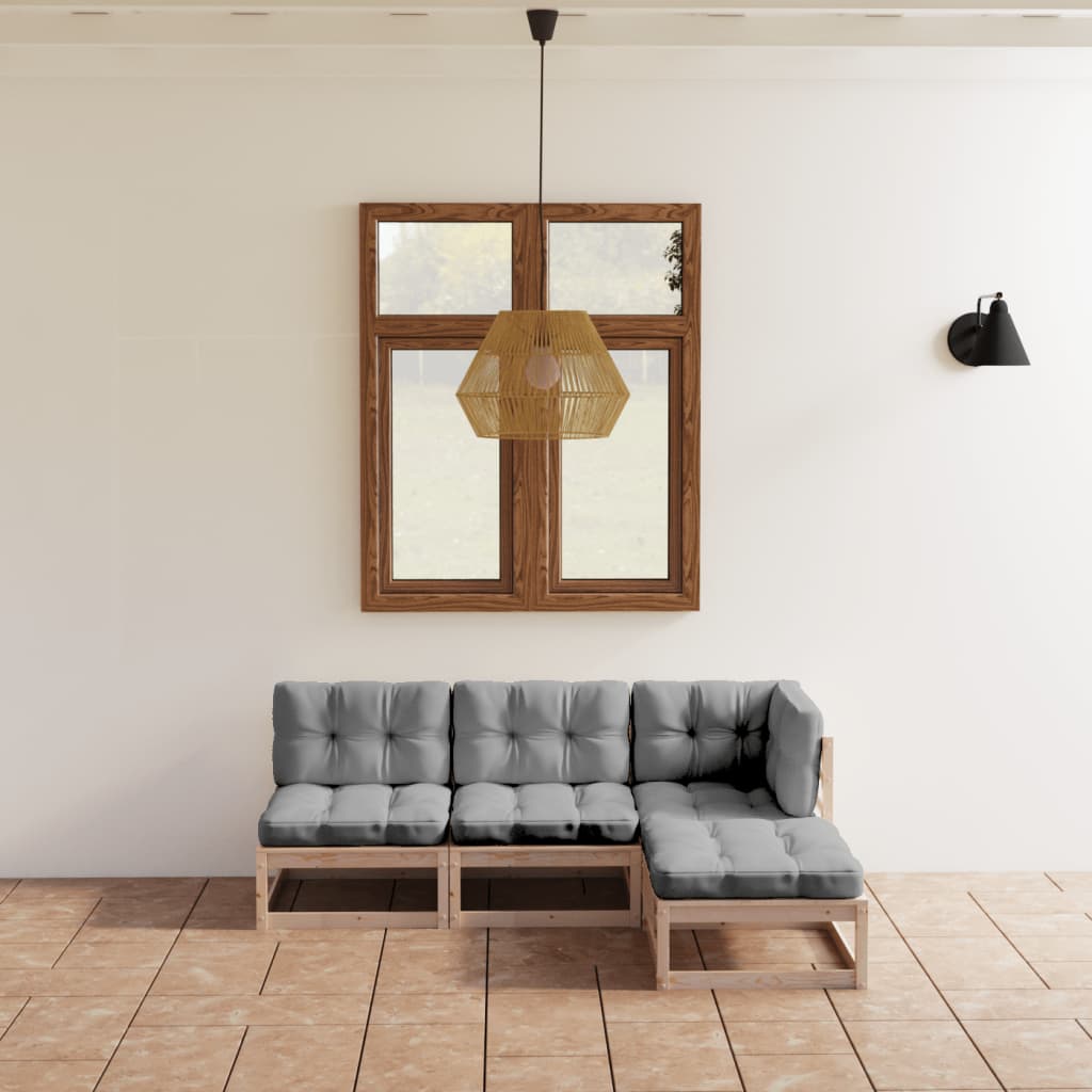 vidaXL 4 Piece Patio Lounge Set with Cushions Solid Wood Pine-2