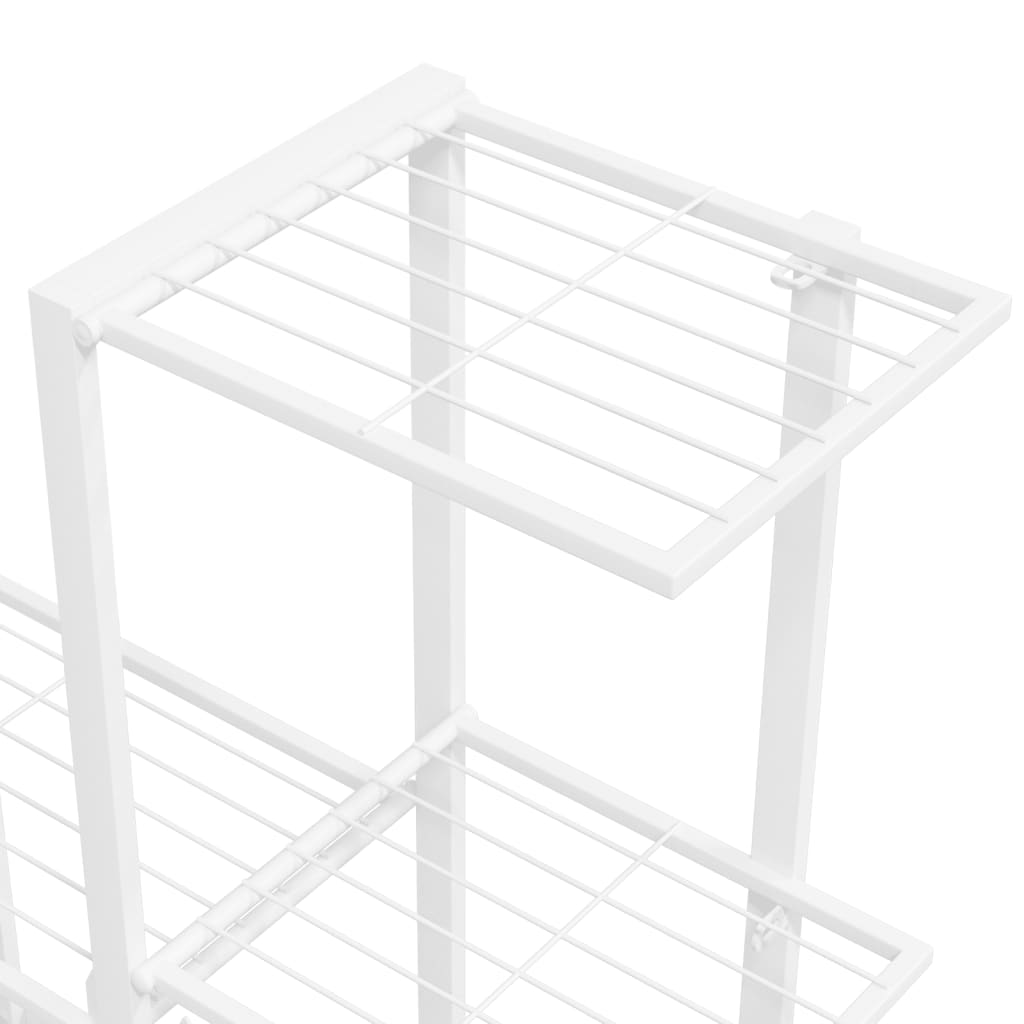 vidaXL Flower Stand with Wheel 37.2"x9.8"x36.4" White Metal-4