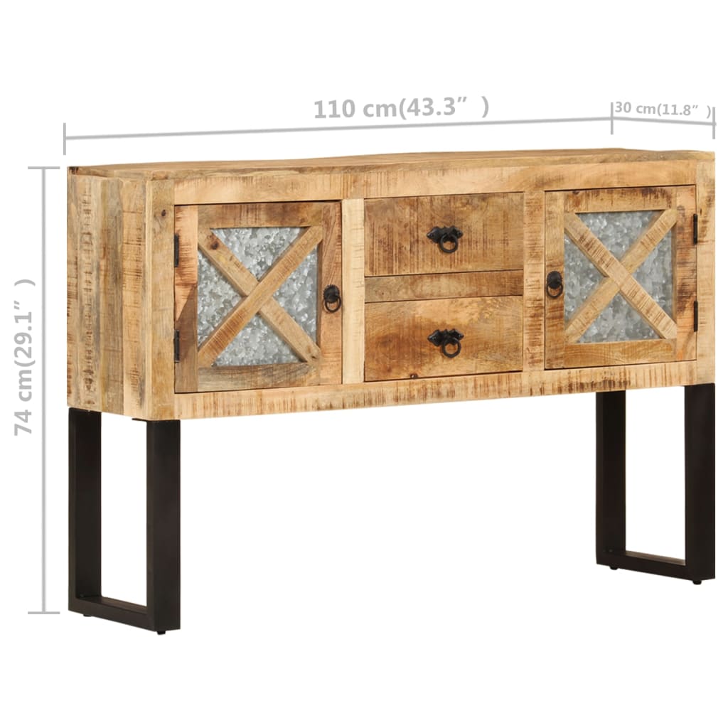 vidaXL Sideboard Cupboard with 2 Doors Buffet Storage Cabinet Rough Mango Wood-4