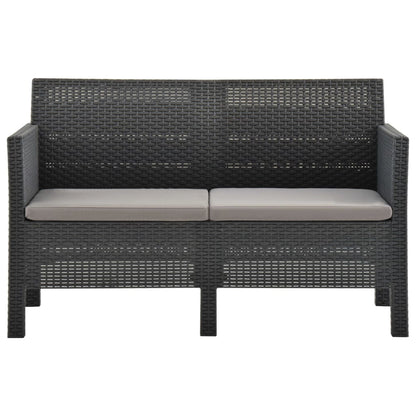vidaXL 2 Piece Patio Lounge Set with Cushions PP Rattan Anthracite-3