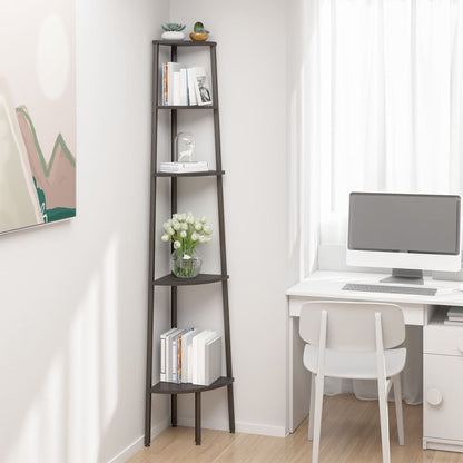 vidaXL 5-Tier Corner Shelf Storage Display Bookshelf for Home Living Room-5
