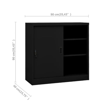 vidaXL Office Cabinet with Sliding Door Anthracite 35.4"x15.7"x35.4" Steel-2