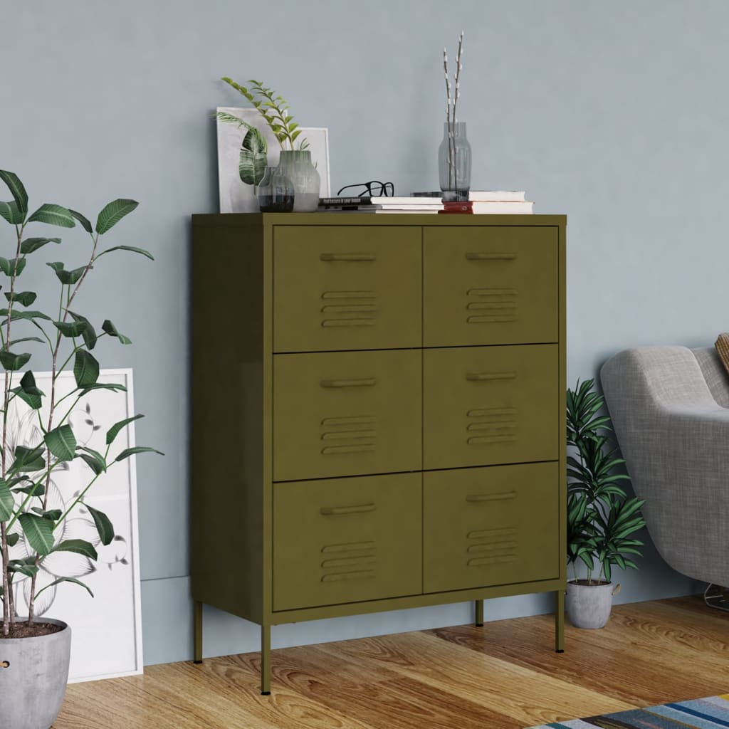 vidaXL Drawer Cabinet Freestanding Storage File Cabinet for Home Office Steel-10