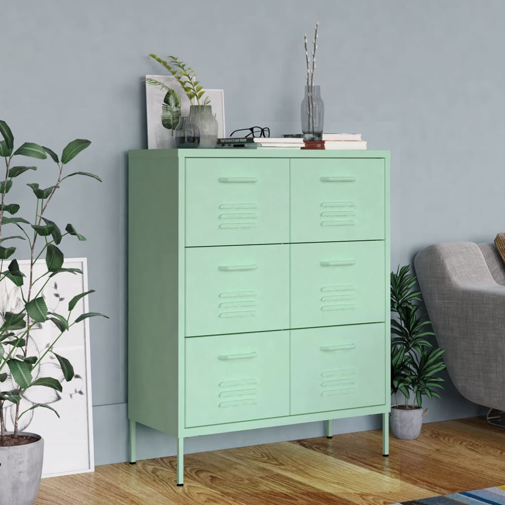 vidaXL Drawer Cabinet Freestanding Storage File Cabinet for Home Office Steel-7