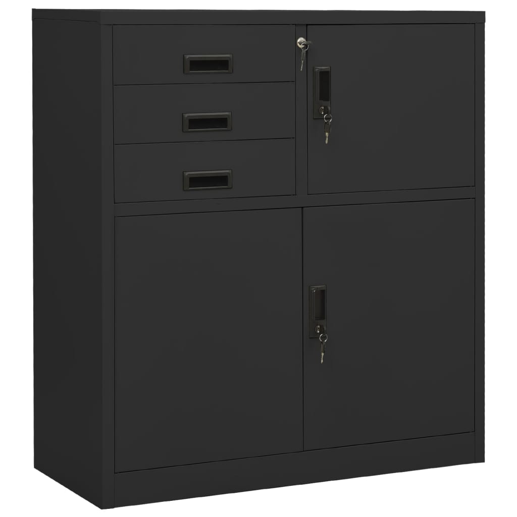 vidaXL Office Cabinet Anthracite 35.4"x15.7"x40.2" Steel-5