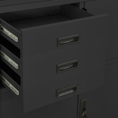 vidaXL Filing Cabinet Storage File Cabinet with Shelves for Living Room Steel-1