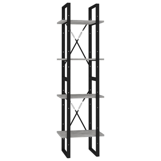 vidaXL 4-Tier Book Cabinet Concrete Gray 15.7"x11.8"x55.1" Engineered Wood-0