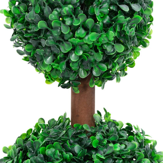 vidaXL Artificial Topiary Tree Faux Boxwood Ball with Pot Fake Plant Green 28"-0