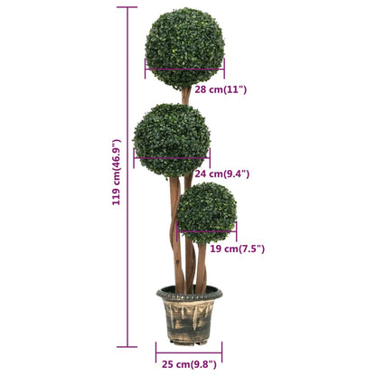 vidaXL Artificial Topiary Tree Faux Boxwood Ball with Pot Fake Plant Green 28"-3