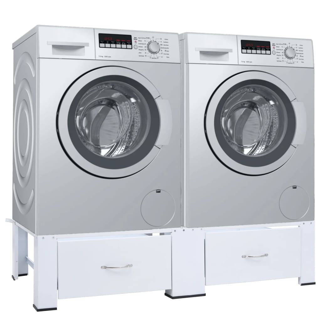 vidaXL Washing and Drying Machine Pedestal with Pull-out Shelves White-0